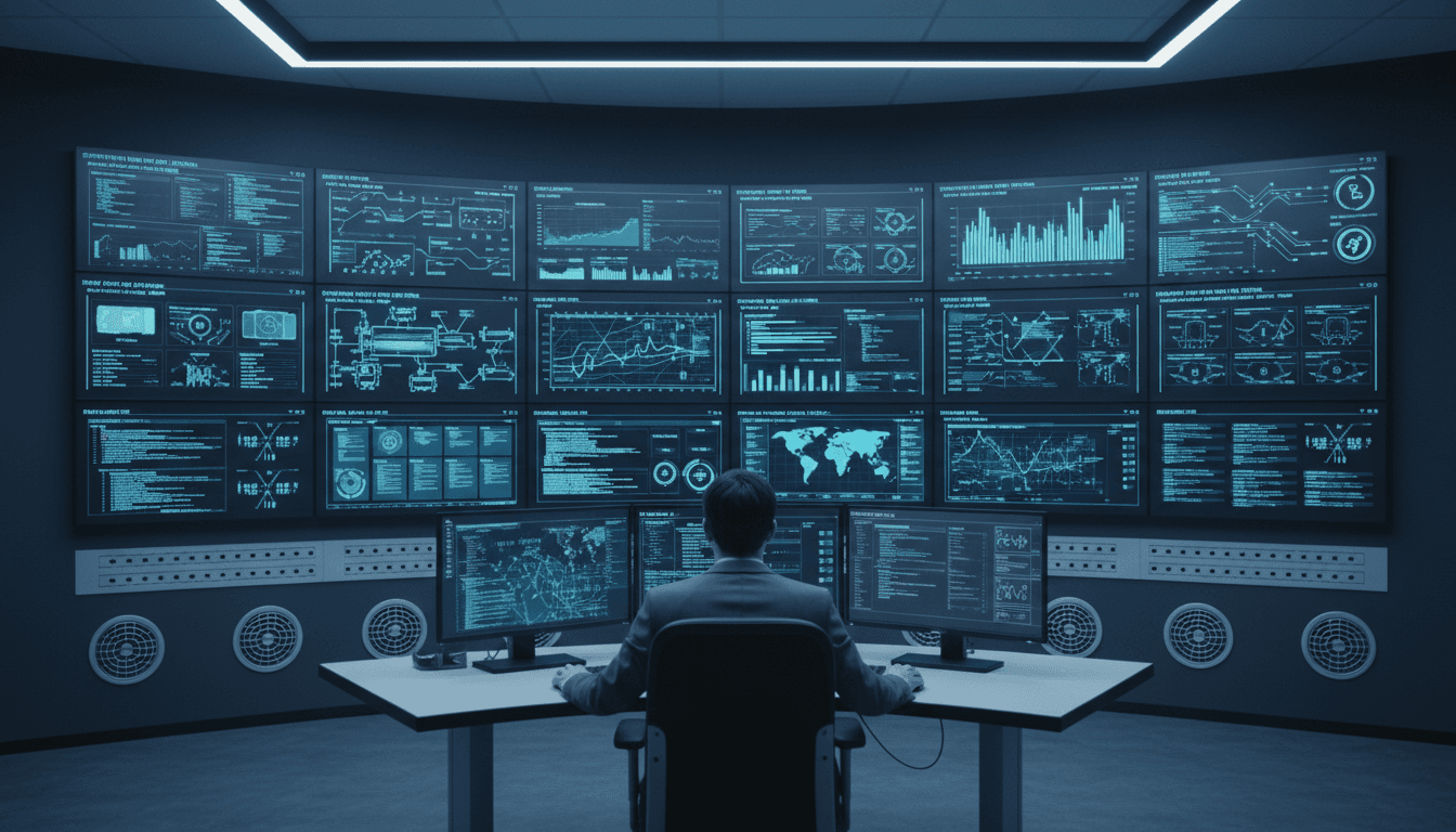 HMI display panel in an industrial control room
